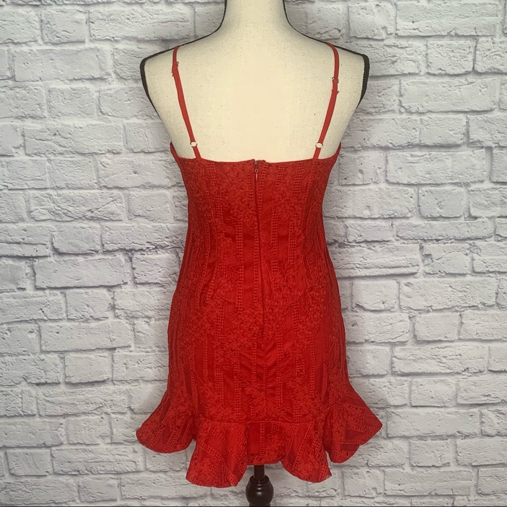 Hello Molly Red Mini Dress with Ruffle Hem - Picture 6 of 15